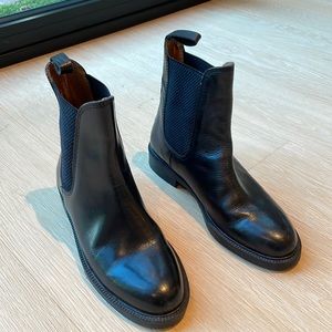 Black Leather Chelsea Style Bootie